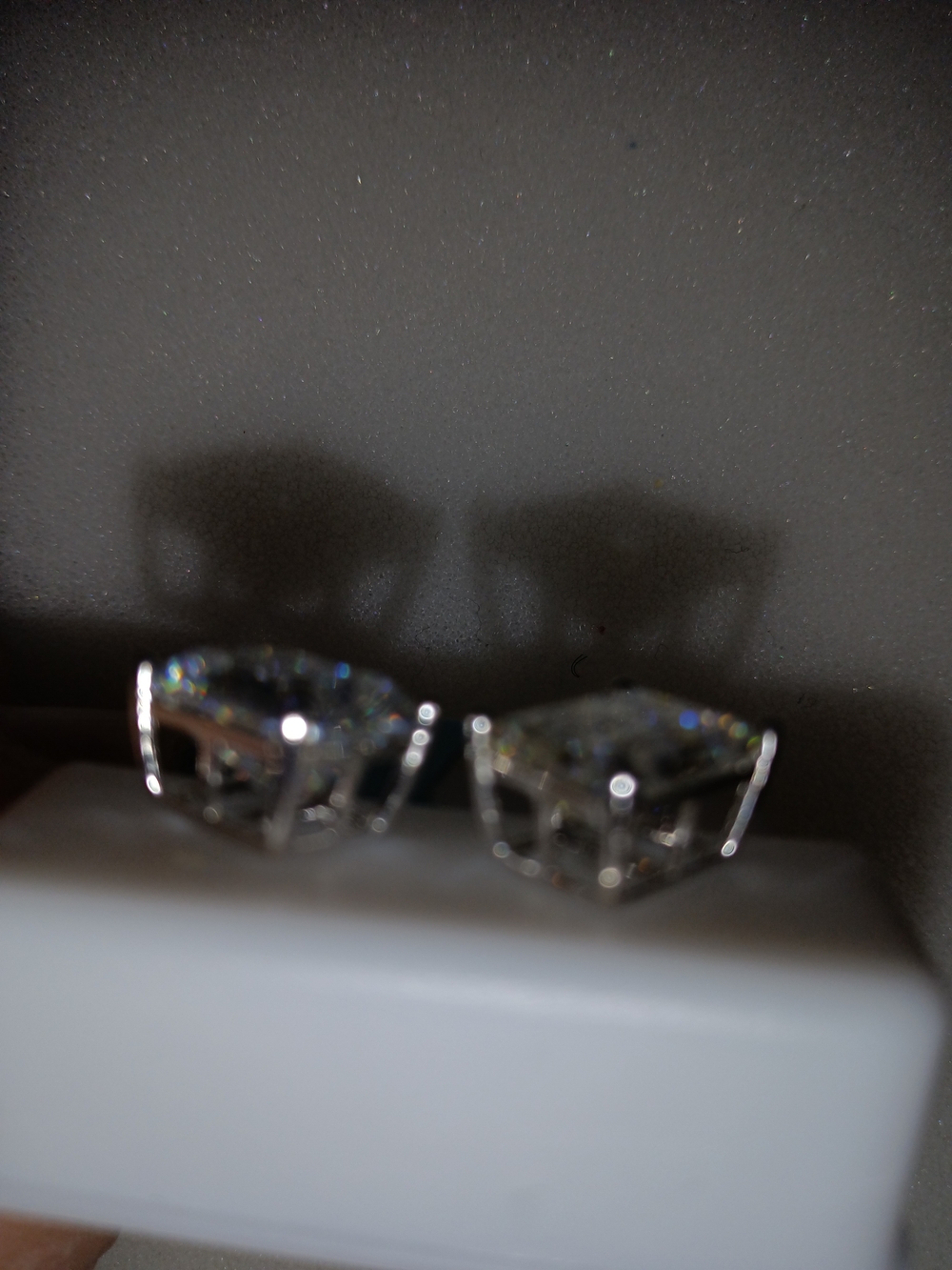 Emerald-Cut Clear Moissanite Stud Earrings - Sterling Silver Big Beautiful - Picture 3 of 3